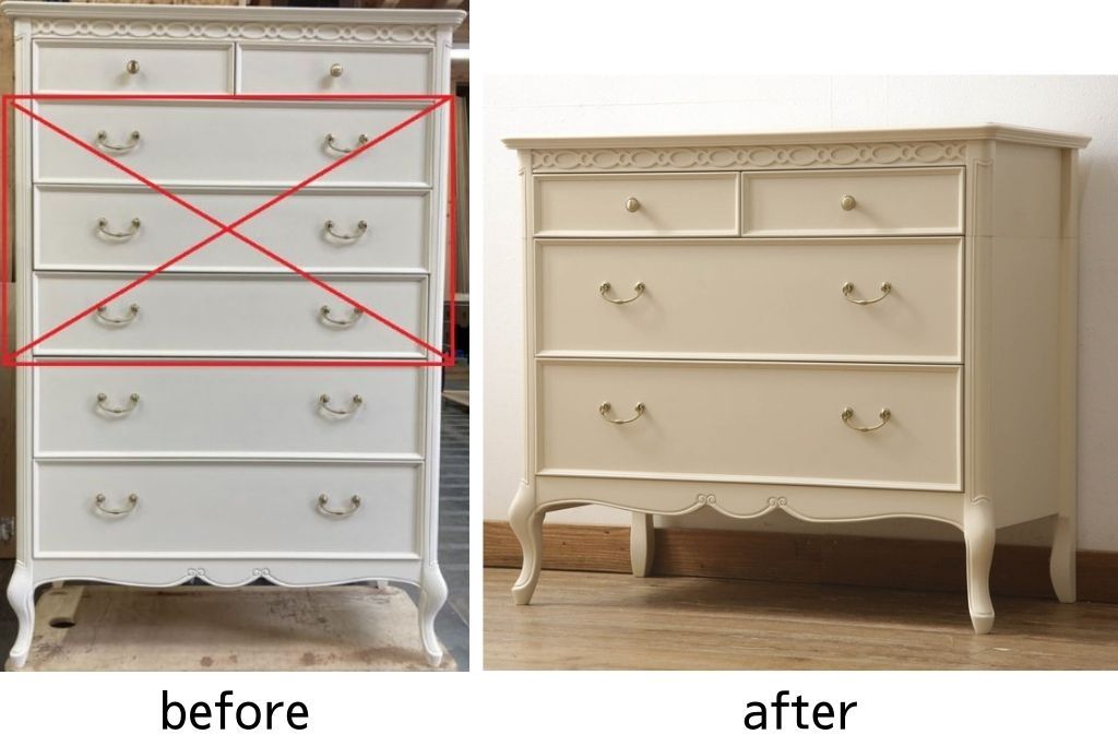 洋箪笥を小さくリメイク!引き出し3段分を無くして高さをリサイズ。