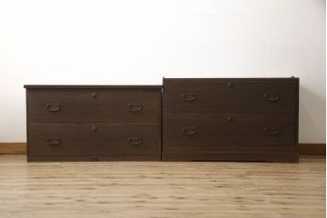 桐箪笥を動かしやすくリメイク!ヒノキ無垢材の天板とキャスターを取り付けて、オーク系のステイン塗料仕上げ。