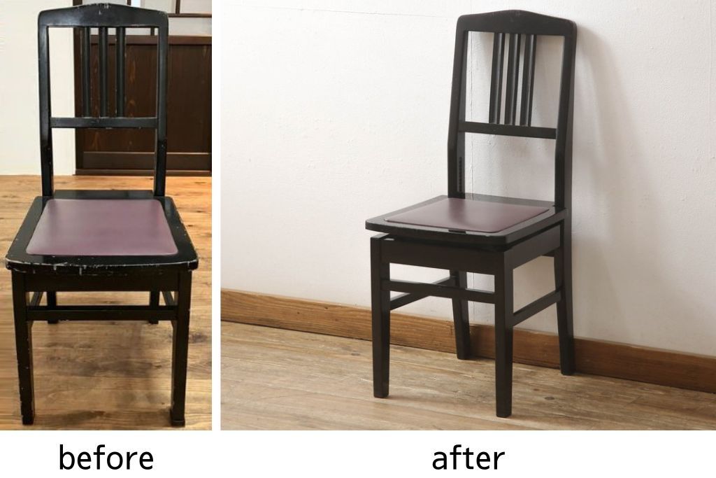 ピアノ椅子を綺麗に再生!高品質リペアを施し、色が剥げたり擦れている個所を再塗装。