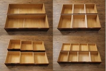 整理箪笥を綺麗に再生!襖の破れを補修。指定の引き出しのみ3分割し、使い勝手良く。元の色味に合わせキズ部分を補色して仕上げ。