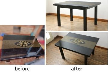 座卓をテーブルにリメイク!指定サイズで角脚を新規製作し取り付け。