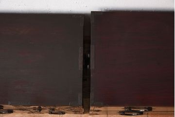 アンティーク家具　R-1　古民具・骨董　前面栗材の二段重ね米沢箪笥(衣装箪笥)(3)