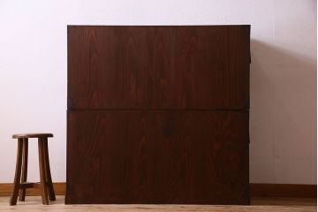 アンティーク家具　R-3　古民具・骨董　前面栗材!漆塗りが美しい米沢箪笥(重ね箪笥、衣装箪笥)