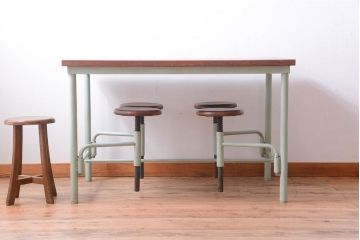 【オーダー注文・受注生産商品】格納スツール付きテーブル　4脚(4人掛け、ダイニングテーブル、作業台)