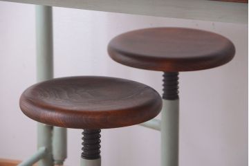 【オーダー注文・受注生産商品】格納スツール付きテーブル　4脚(4人掛け、ダイニングテーブル、作業台)
