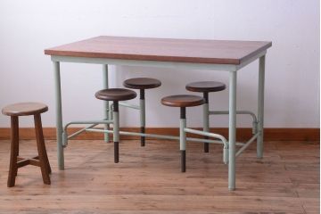 【オーダー注文・受注生産商品】格納スツール付きテーブル　4脚(4人掛け、ダイニングテーブル、作業台)