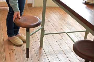 【オーダー注文・受注生産商品】格納スツール付きテーブル　4脚(4人掛け、ダイニングテーブル、作業台)