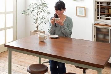 【オーダー注文・受注生産商品】格納スツール付きテーブル　4脚(4人掛け、ダイニングテーブル、作業台)