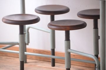 【オーダー注文・受注生産商品】格納スツール付きテーブル　8脚(8人掛け、ダイニングテーブル、作業台)
