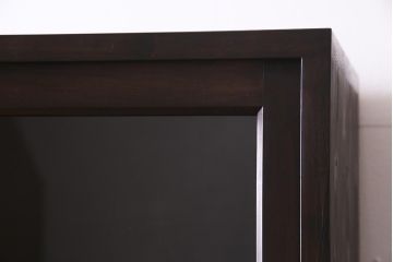 【オーダー注文・受注生産商品】ラフジュ工房オリジナル　ヒノキ無垢材・ヒバ材　当店オリジナルガラス入り　重ね戸棚(食器棚、収納棚)