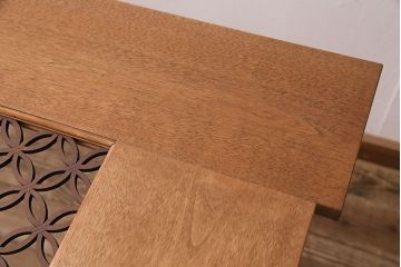 【オーダー注文・受注生産商品】レーザー組子入りダイニングテーブル　七宝文様(4人掛け、食卓)