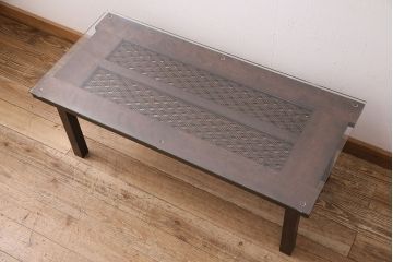 【オーダー注文・受注生産商品】レーザー組子入りセンターテーブル　三重菱文様(ローテーブル、リビングテーブル)
