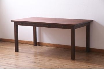 【オーダー注文・受注生産商品】両面引出し付きダイニングテーブル　4人掛け　オーク材(6人掛け、食卓、作業台、机)