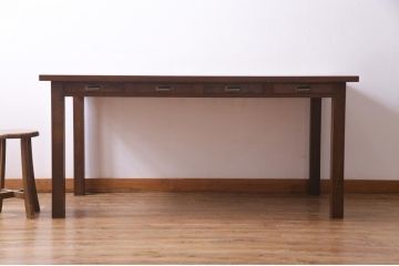 【オーダー注文・受注生産商品】両面引出し付きダイニングテーブル　4人掛け　オーク材(6人掛け、食卓、作業台、机)
