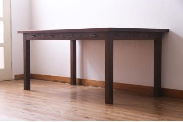 【オーダー注文・受注生産商品】両面引出し付きダイニングテーブル　4人掛け　オーク材(6人掛け、食卓、作業台、机)