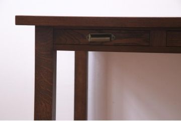 【オーダー注文・受注生産商品】両面引出し付きダイニングテーブル　4人掛け　オーク材(6人掛け、食卓、作業台、机)