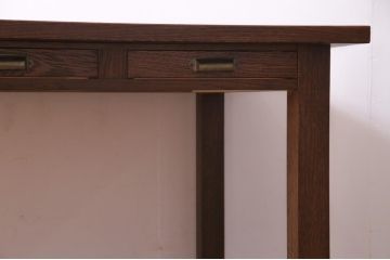 【オーダー注文・受注生産商品】両面引出し付きダイニングテーブル　4人掛け　オーク材(6人掛け、食卓、作業台、机)