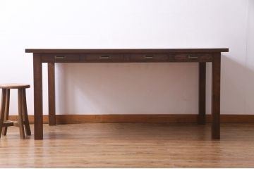 【オーダー注文・受注生産商品】両面引出し付きダイニングテーブル　4人掛け　オーク材(6人掛け、食卓、作業台、机)