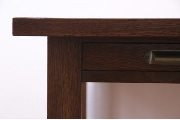 【オーダー注文・受注生産商品】両面引出し付きダイニングテーブル　4人掛け　オーク材(6人掛け、食卓、作業台、机)