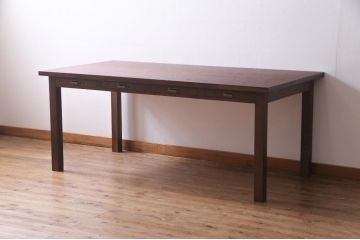 【オーダー注文・受注生産商品】両面引出し付きダイニングテーブル　6人掛け　オーク材(8人掛け、食卓、作業台、机)
