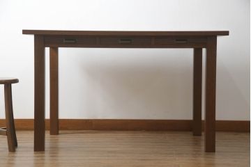 【オーダー注文・受注生産商品】両面引出し付きダイニングテーブル　2人掛け　オーク材(4人掛け、食卓、作業台、机)