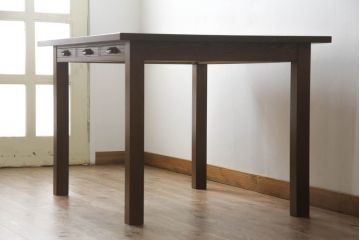 【オーダー注文・受注生産商品】両面引出し付きダイニングテーブル　2人掛け　オーク材(4人掛け、食卓、作業台、机)