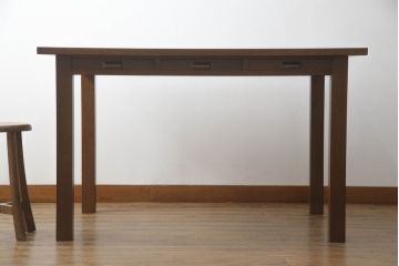 【オーダー注文・受注生産商品】両面引出し付きダイニングテーブル　2人掛け　オーク材(4人掛け、食卓、作業台、机)