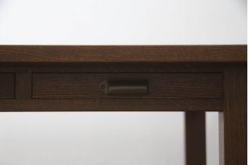 【オーダー注文・受注生産商品】両面引出し付きダイニングテーブル　2人掛け　オーク材(4人掛け、食卓、作業台、机)
