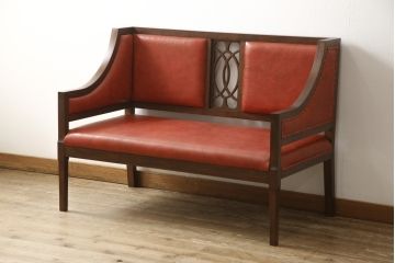 【オーダー注文・受注生産商品】ラフジュ工房オリジナル　背もたれの透かしがレトロな二人掛けソファ(2Pソファ、大正ロマン)