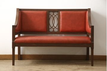 【オーダー注文・受注生産商品】ラフジュ工房オリジナル　背もたれの透かしがレトロな二人掛けソファ(2Pソファ、大正ロマン)