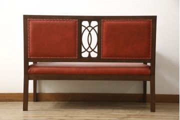 【オーダー注文・受注生産商品】ラフジュ工房オリジナル　背もたれの透かしがレトロな二人掛けソファ(2Pソファ、大正ロマン)