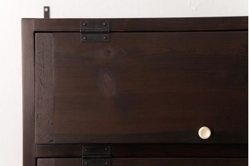 【オーダー注文・受注生産商品】ラフジュ工房オリジナル　古い木の味わいが楽しめるパタパタ扉の壁掛け収納棚(吊り戸棚、ウォールシェルフ)