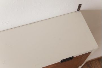 【オーダー注文・受注生産商品】ラフジュ工房オリジナル　ペイント　コントラストがおしゃれなパタパタ扉の壁掛け収納棚(吊り戸棚、ウォールシェルフ)