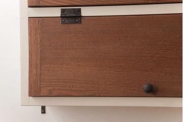 【オーダー注文・受注生産商品】ラフジュ工房オリジナル　ペイント　コントラストがおしゃれなパタパタ扉の壁掛け収納棚(吊り戸棚、ウォールシェルフ)