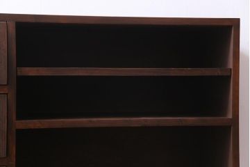 【オーダー注文・受注生産商品】ラフジュ工房オリジナル　脚付き 明治期の松材が味わい深いパタパタ扉のリビングボード(下駄箱、収納棚、サイドボード)