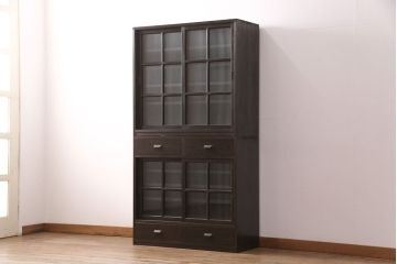 【オーダー注文・受注生産商品】ラフジュ工房オリジナル　和モダンなお部屋づくりにぴったりの水屋箪笥(食器棚、収納棚、戸棚、キャビネット)
