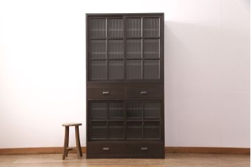 【オーダー注文・受注生産商品】ラフジュ工房オリジナル　和モダンなお部屋づくりにぴったりの水屋箪笥(食器棚、収納棚、戸棚、キャビネット)