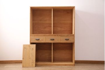 【オーダー注文・受注生産商品】ラフジュ工房オリジナル　素朴な木の風合いを楽しめる食器棚(収納棚、戸棚、キャビネット)