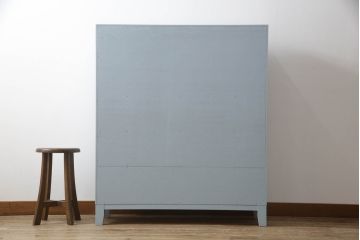 【オーダー注文・受注生産商品】ラフジュ工房オリジナル　くすんだ水色と茶色の組み合わせがかわいらしいパタパタ収納棚(キャビネット、下駄箱、ロッカー)