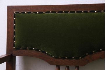 【オーダー注文・受注生産商品】ラフジュ工房オリジナル　大正ロマン香るナラ材製の2人掛けソファ(二人掛け、ベンチ、ダイニングソファ)