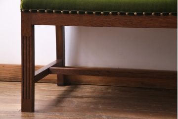 【オーダー注文・受注生産商品】ラフジュ工房オリジナル　大正ロマン香るナラ材製の2人掛けソファ(二人掛け、ベンチ、ダイニングソファ)