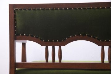 【オーダー注文・受注生産商品】ラフジュ工房オリジナル　大正ロマン香るナラ材製の2人掛けソファ(二人掛け、ベンチ、ダイニングソファ)