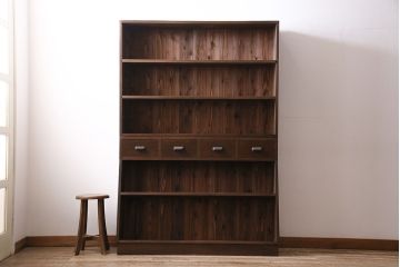 【オーダー注文・受注生産商品】ラフジュ工房オリジナル　すっきりとしたデザインが使い勝手のよい2段重ねのブックシェルフ(本棚、収納棚、ウッドシェルフ)