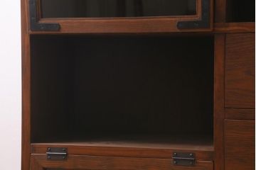 【オーダー注文・受注生産商品】ラフジュ工房オリジナル　古材使用　リメイク家具　パタパタ扉　ディスプレイを楽しめるキャビネット(収納棚、リビングボード)