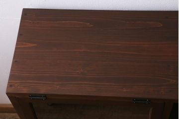 【オーダー注文・受注生産商品】ラフジュ工房オリジナル　古材使用　リメイク家具　パタパタ扉　ディスプレイを楽しめるキャビネット(収納棚、リビングボード)