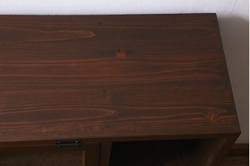 【オーダー注文・受注生産商品】ラフジュ工房オリジナル　古材使用　リメイク家具　パタパタ扉　ディスプレイを楽しめるキャビネット(収納棚、リビングボード)