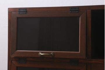 【オーダー注文・受注生産商品】ラフジュ工房オリジナル　古材使用　リメイク家具　パタパタ扉　ディスプレイを楽しめるキャビネット(収納棚、リビングボード)