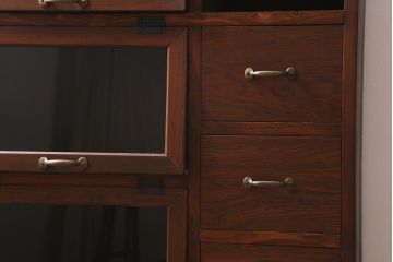 【オーダー注文・受注生産商品】ラフジュ工房オリジナル　古材使用　リメイク家具　パタパタ扉　ディスプレイを楽しめるキャビネット(収納棚、リビングボード)