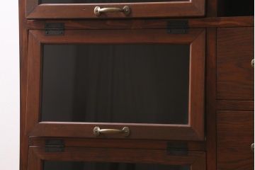 【オーダー注文・受注生産商品】ラフジュ工房オリジナル　古材使用　リメイク家具　パタパタ扉　ディスプレイを楽しめるキャビネット(収納棚、リビングボード)