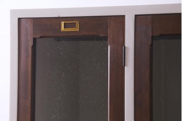 【オーダー注文・受注生産商品】ラフジュ工房オリジナル　ペイント家具　ヒノキ無垢材・ヒバ材　気泡ガラス入り　バイカラーがお洒落な2人用ロッカー(収納棚、戸棚、ワードローブ)